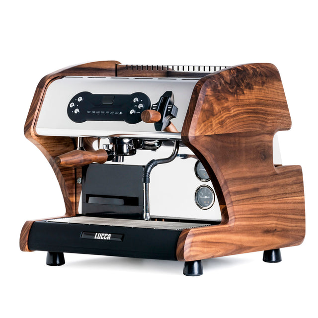 LUCCA A53 Pro Espresso Machine with walnut panels knockout - by Clive Coffee (Walnut)