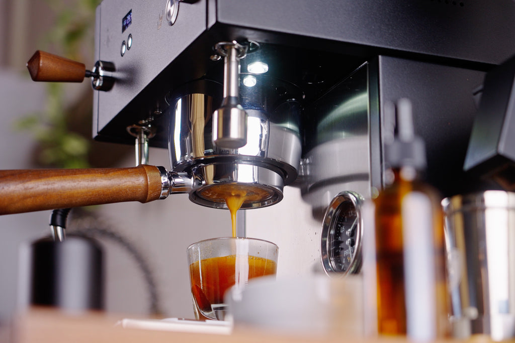 espresso shot pulling into a glass lifestyle by clive coffee
