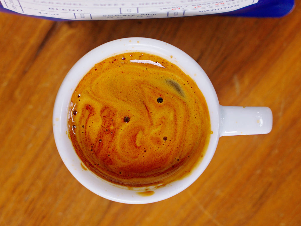 close up top view of an espresso shot lifestyle by clive coffee