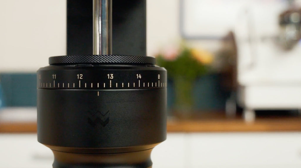 Weber Key close up view of the grind collar adjustment lifestyle by clive coffee